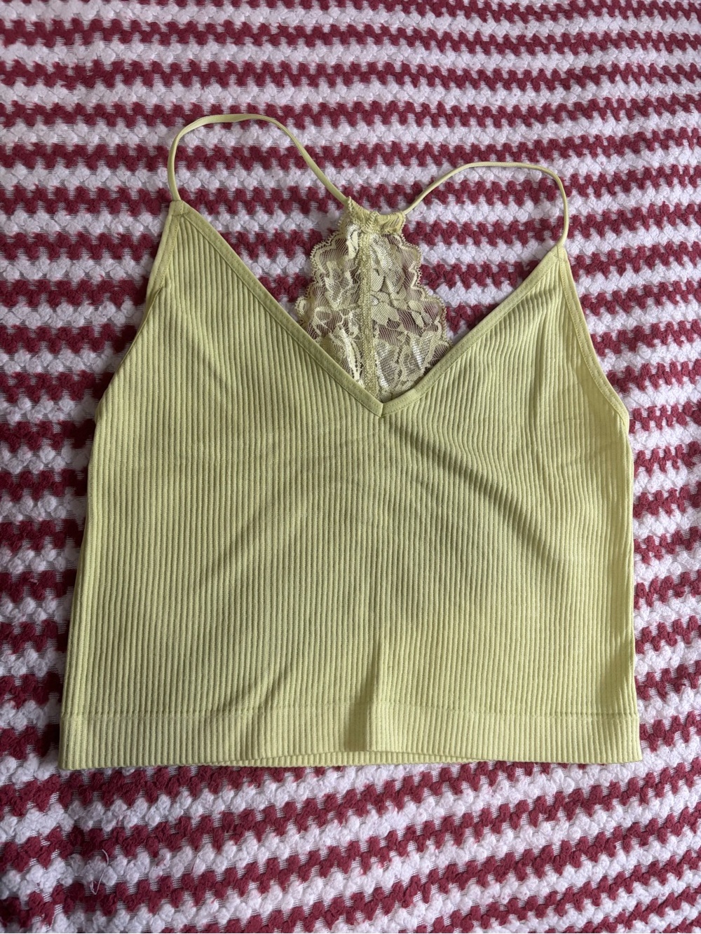 SO Lace-Back Ribbed Cami - Light Yellow